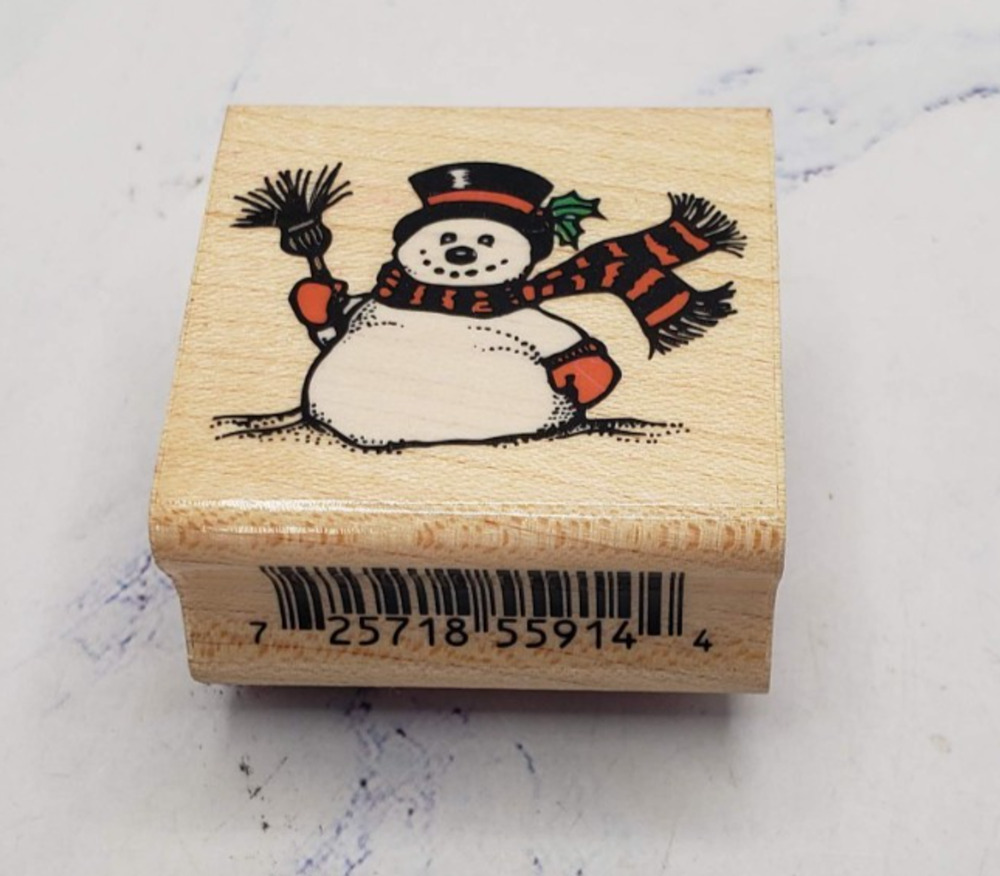 Inkadinkado Classic Winter Holiday Snowman Wood Mounted Rubber Stamp 5914